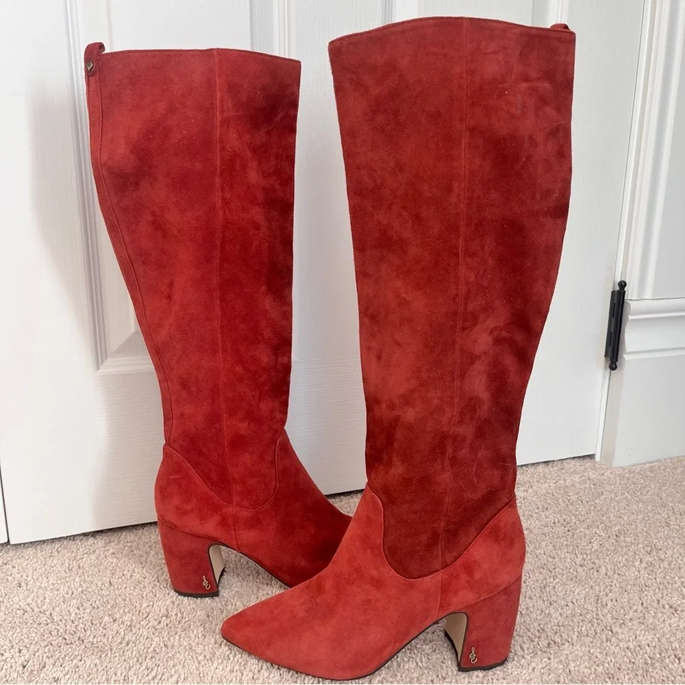 Sam Edelman HAI Knee High Suede Boot Paprika 9.5 - Picture 2 of 10